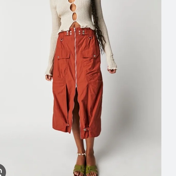 Free People Dresses & Skirts - Free People Rory Techy Midi Skirt NWT